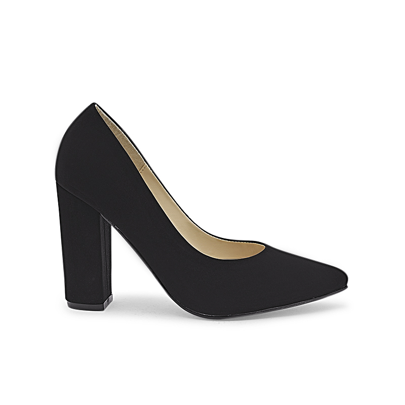 Zapatillas Clásicas Mujer Elegante Negro Tacón Grueso 565-1026